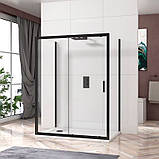 Душова кабіна розсувна DUSEL A-517 B 120х80х195 см пристінна чорний профіль, прозоре скло 6мм, фото 3