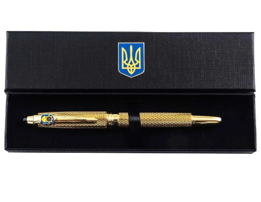 Ручка кулькова TENSO з ювелірною емблемою "Національна гвардія України" у подарунковому футлярі з гербом, фото 1