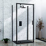 Душова кабіна розпашна DUSEL A-518 B 80х100х195 см пристінна чорний профіль прозоре скло 6мм, фото 2