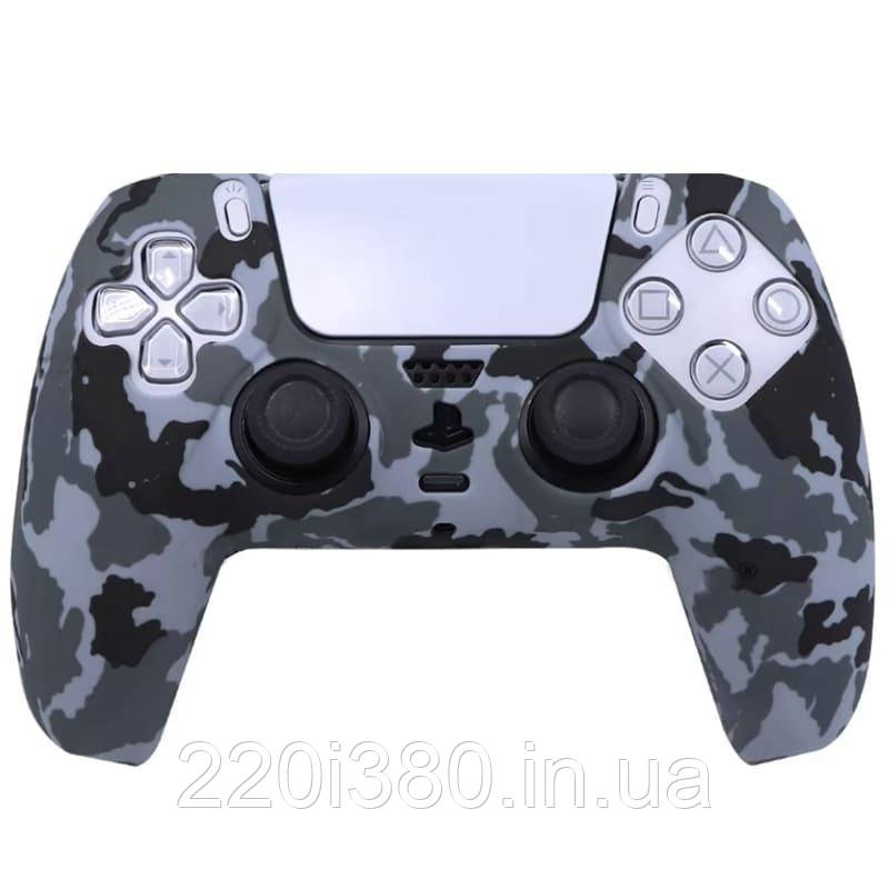 Силіконовий чохол для геймпада PS5 Dualsense (сірий камуфляж)