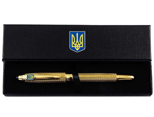 Ручка кулькова TENSO з ювелірною емблемою "Український Тризуб" у вишуканому дизайні та подарунковому футлярі