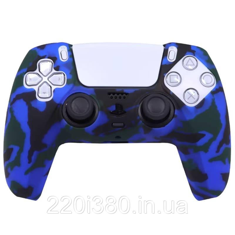 Силіконовий чохол для геймпада PS5 Dualsense (синій камуфляж)