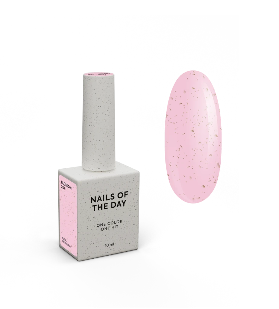Гель-лак для нігтів Nailsoftheday Gel polish Blossom ніжно-рожевий із золотою поталлю, 10 мл