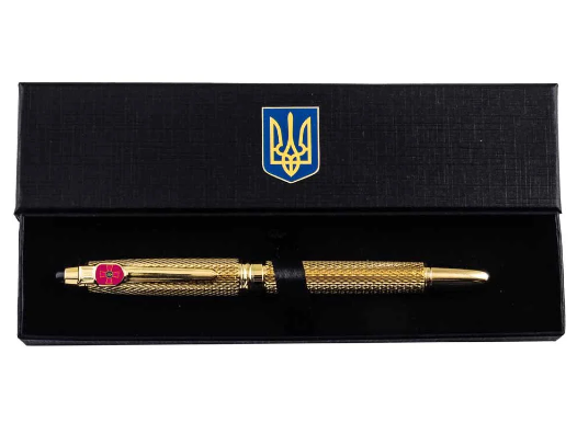 Ручка кулькова TENSO з ювелірною емблемою "Збройних сил України" у вишуканому дизайні та подарунковому футлярі, фото 1