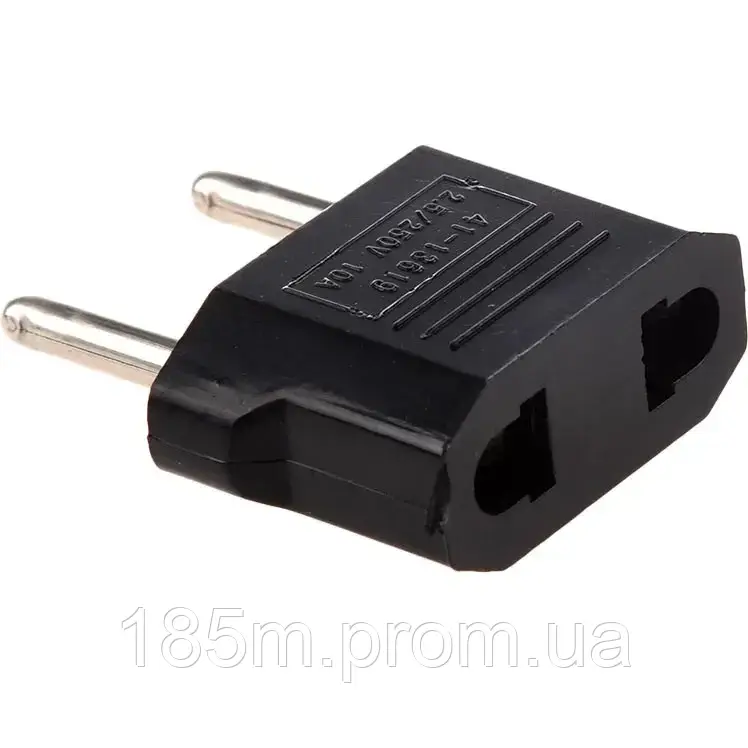 Перехідник ATCOM UK US на євро EU, чорний (без заземлення) 14345, фото 1