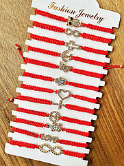 Браслет-оберіг червона нитка ШИРОКА 12 шт/пач. МІКС ЗОЛОТО