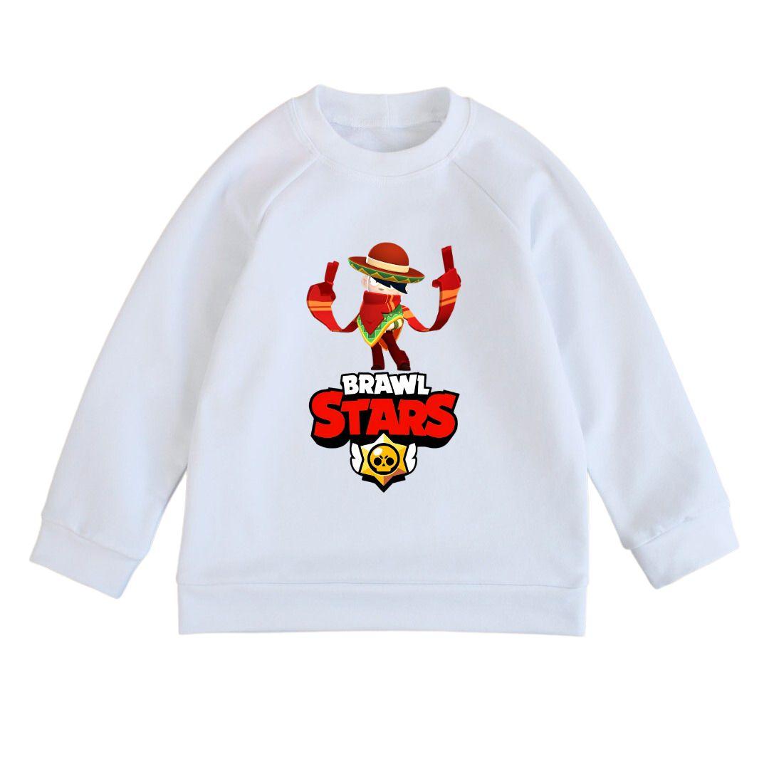 Світшот дитячий білий з принтом Brawl Stars, фото 1