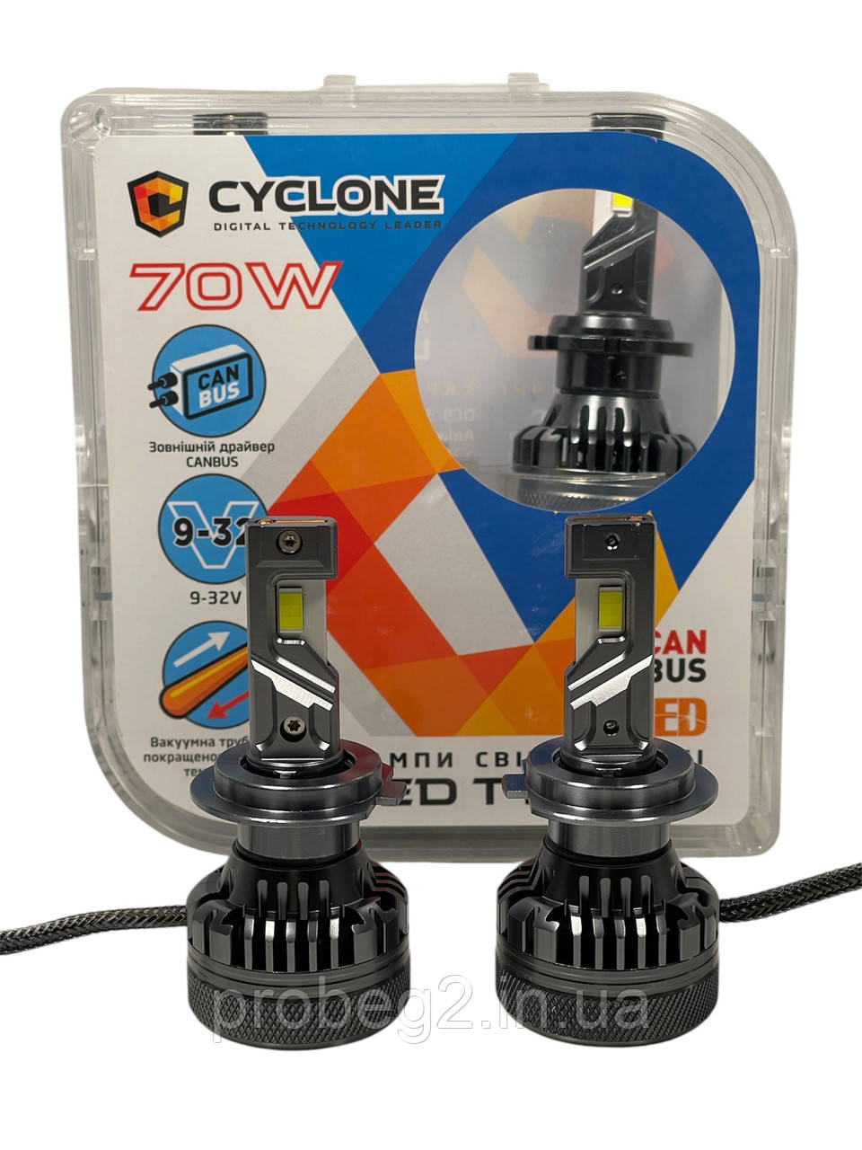 Led-лампи h7 9-32v cunbus 18000 lm 70 w 5500k комплект Cyclone type-48