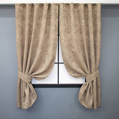 Комплект (2шт. 1,3х1,7м.) коротких штор з жакарду колекція "Sultan YL", Туреччина. Колір темно-бежевий. Код 1699ш 35-0322