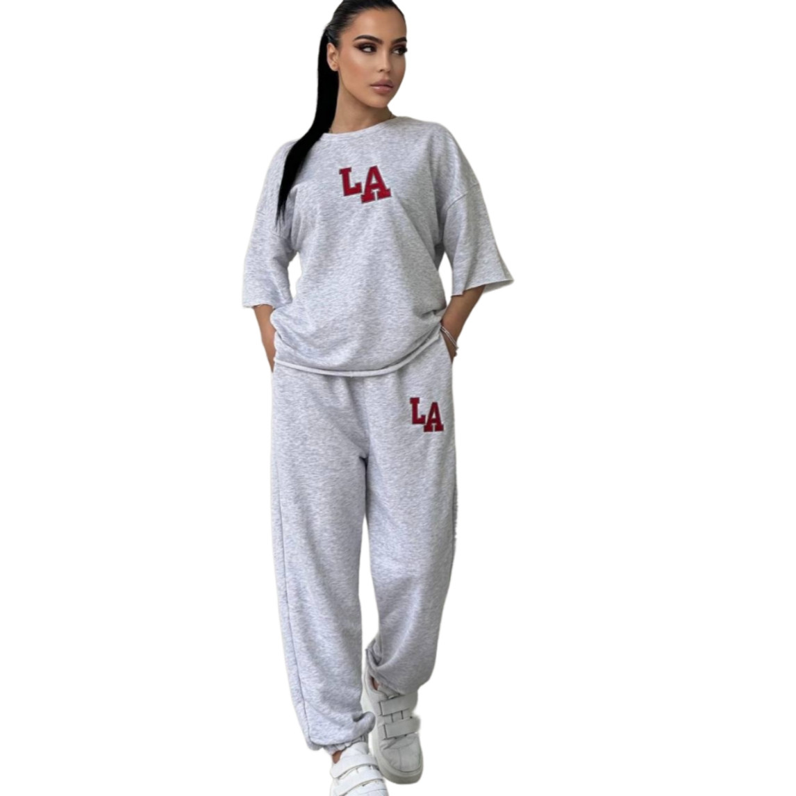 Костюм жіночий (штани та кофта) двонитка люкс MOD-1052 (42 - 48 р.) Сірий