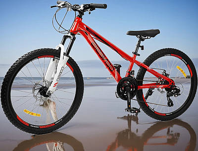 Спортивний гірський велосипед Червоний велик лисапед підлітку дівчинці для занять спортом Колеса 24 " Рама 11 "