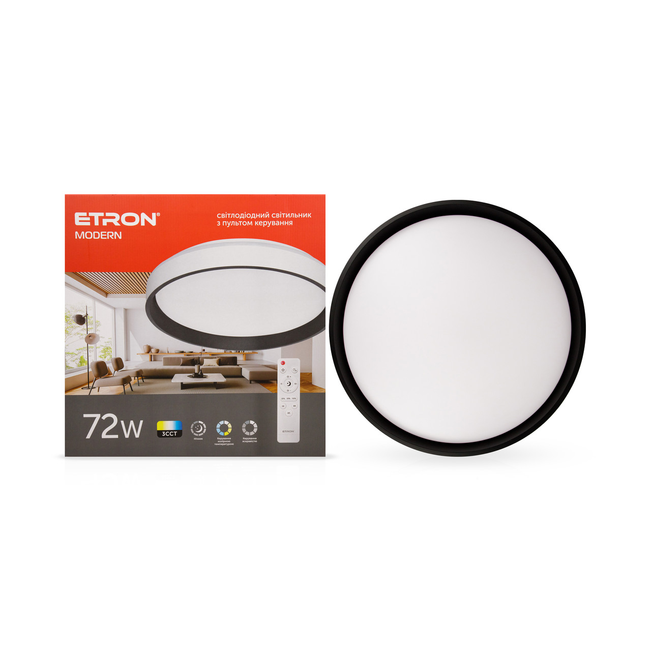 Світлодіодний світильник Smart MODERN 1-ESP-2053 72W Black&White IP20 ETRON