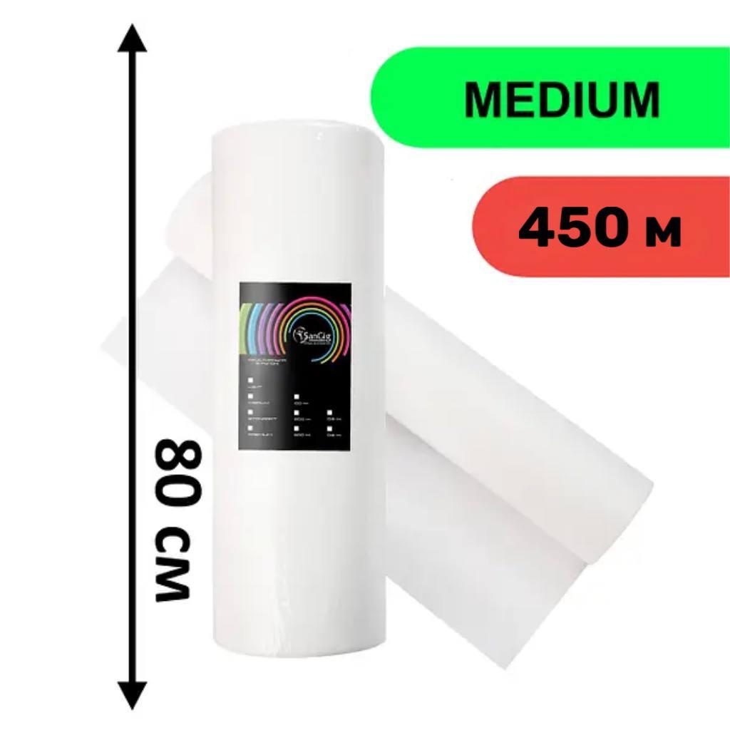 Простирадло в рулоні SanGig 80 см з перфорацією 450 м (180 см / 250 шт) - Medium Білий