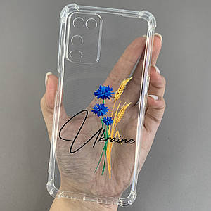 Чохол для Oppo A54 чохол з принтом колосків з волошкою з бронь кутами прозорий q08q