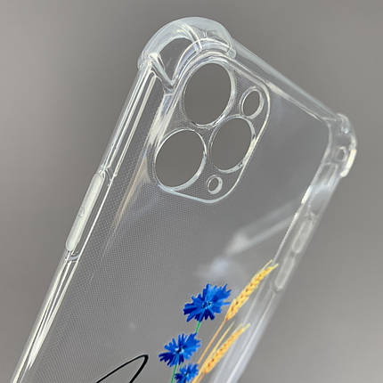 Чохол для iPhone 11 Pro Max чохол з принтом колосків з волошкою з бронь кутами прозорий q08q, фото 2