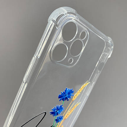 Чохол для iPhone 11 Pro чохол з принтом колосків з волошкою з бронь кутами прозорий q08q, фото 2