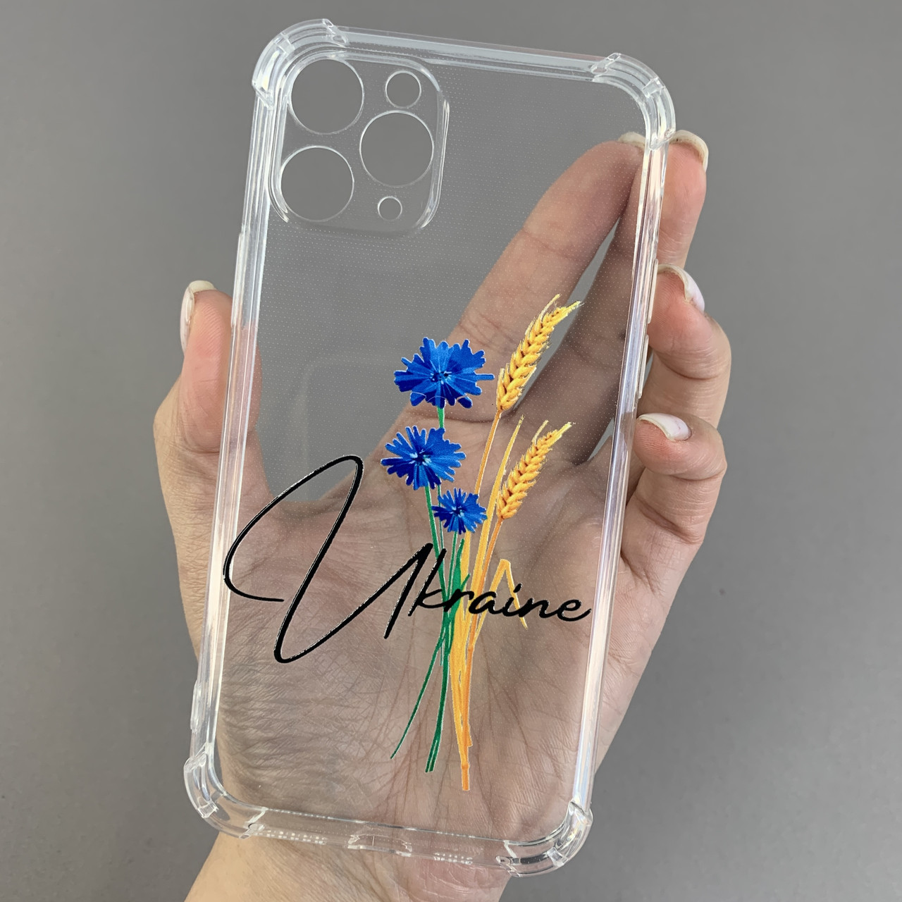 Чохол для iPhone 11 Pro чохол з принтом колосків з волошкою з бронь кутами прозорий q08q