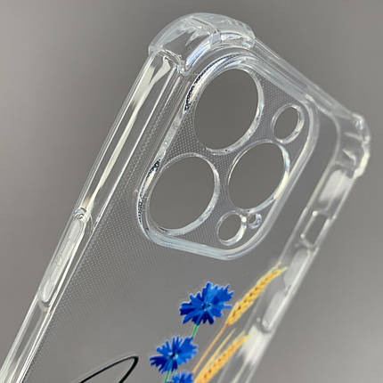 Чохол для iPhone 14 Pro чохол з принтом колосків з волошкою з бронь кутами прозорий q08q, фото 2