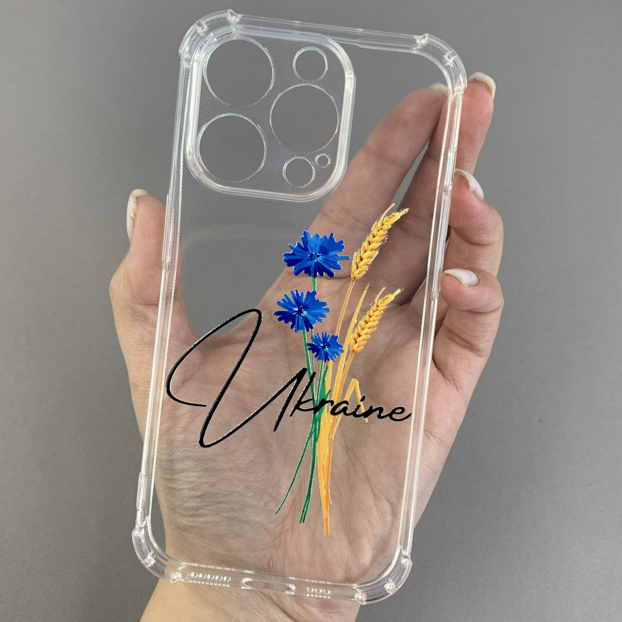 Чохол для iPhone 14 Pro чохол з принтом колосків з волошкою з бронь кутами прозорий q08q