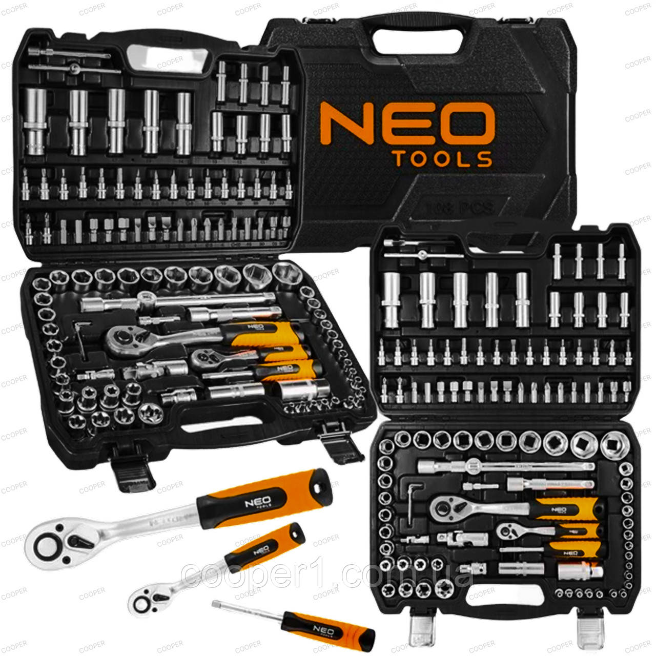Набір ключів Neo Tools 108 елементів (1/2 & 1/4) в кейсі