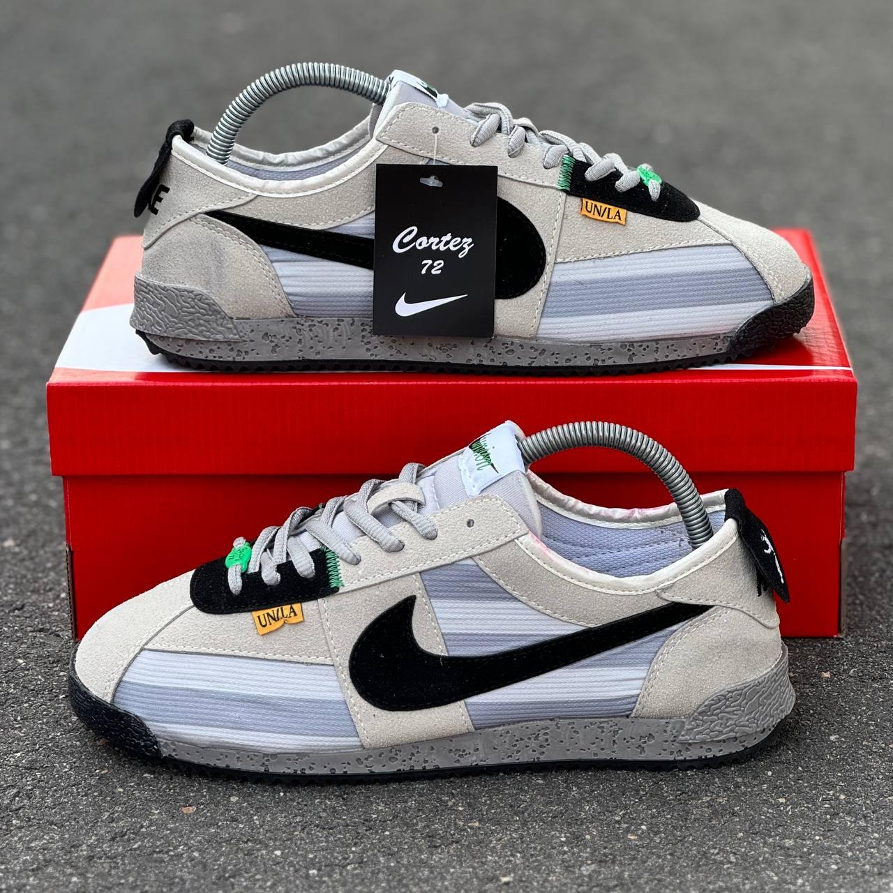 Чоловічі кросівки Nike Cortez UN/LA Grey Black Кеди Найк Кортез низькі сірі замш текстиль демісезон