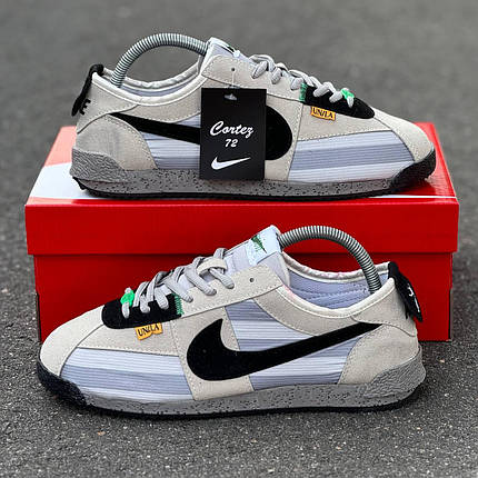 Чоловічі кросівки Nike Cortez UN/LA Grey Black Кеди Найк Кортез низькі сірі замш текстиль демісезон, фото 1