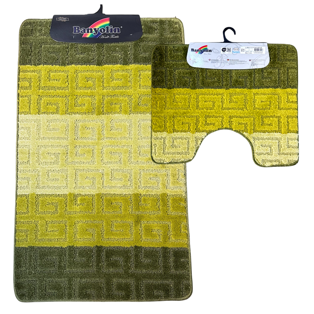 Набір килимків для ванної та туалетної кімнати SILVER 60*100/50*60 см GREEN Banyolin