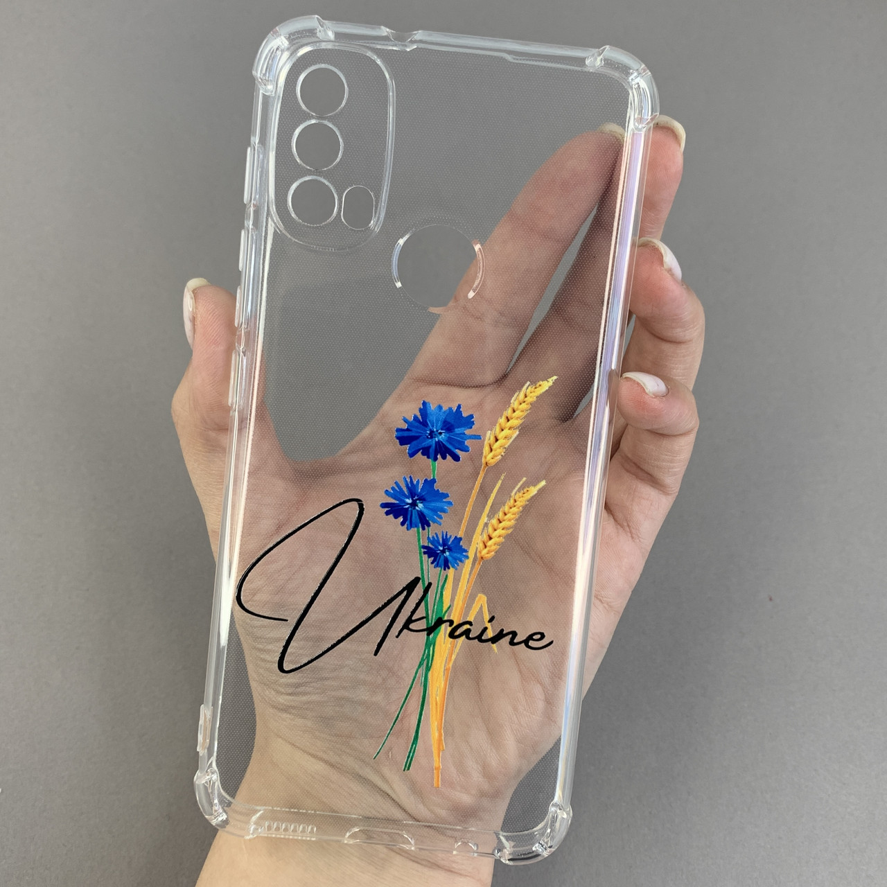 Чохол для Motorola E40 чохол з принтом колосків з волошкою з бронь кутами прозорий q08q