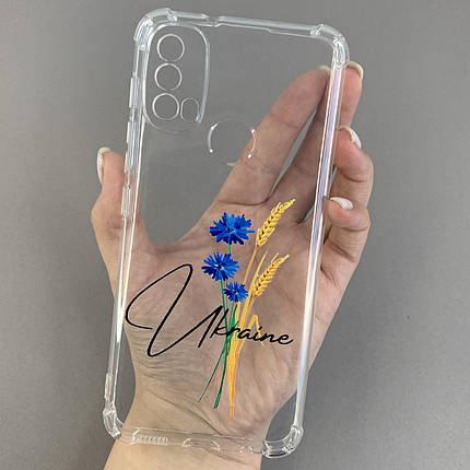 Чохол для Motorola E40 чохол з принтом колосків з волошкою з бронь кутами прозорий q08q, фото 1