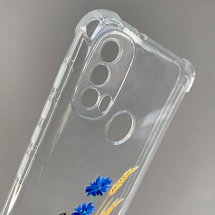 Чохол для Motorola E40 чохол з принтом колосків з волошкою з бронь кутами прозорий q08q, фото 2