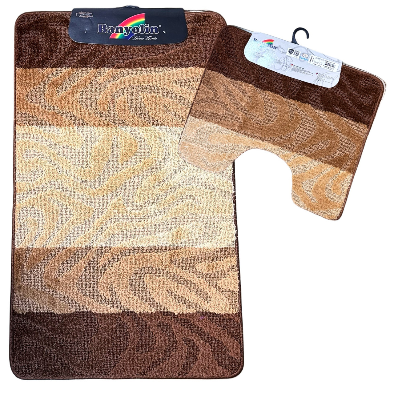 Набір килимків для ванної та туалетної кімнати SILVER 60*100/50*60 см BROWN Banyolin