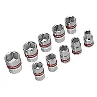 Набір торцевих головок 3/8" 6 гранних CrV 8-19 мм 10 штук MTX 135589