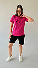 Жіночий літній костюм Calvin Klein Футболка + Шорти рожевий Комплект Кельвін Кляйн на літо, фото 2