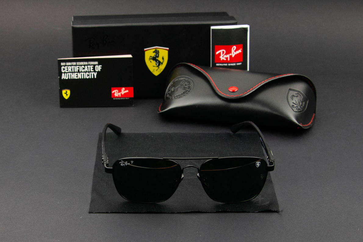 Сонцезахисні окуляри RAY BAN Ferrari поляризаційні UV400 (арт. RB0301-P) зелені лінзи, фото 1