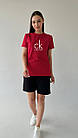Жіночий літній костюм Calvin Klein Футболка + Шорти червоний Комплект Кельвін Кляйн на літо, фото 2