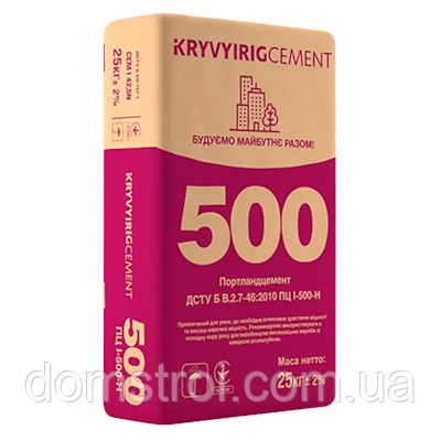 Цемент М-500 Kryvyi Rig Cement (Кривий Ріг Цемент) 25 кг, фото 1