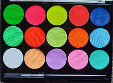 УФ аквагрим Papa Kiss Water Based набір 15 кольорів + пензлик, фото 3