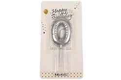 Свічка Цифра  срібло 0 (дута)