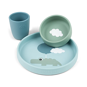 Набір силіконового посуду Done by Deer Dinner Set, Happy Clouds Blue