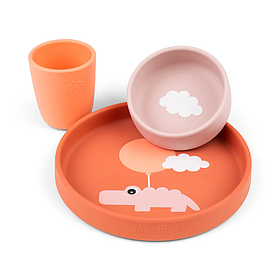 Набір силіконового посуду Done by Deer Dinner Set, Happy Clouds Papaya