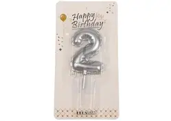 Свічка Цифра  срібло 2 (дута)