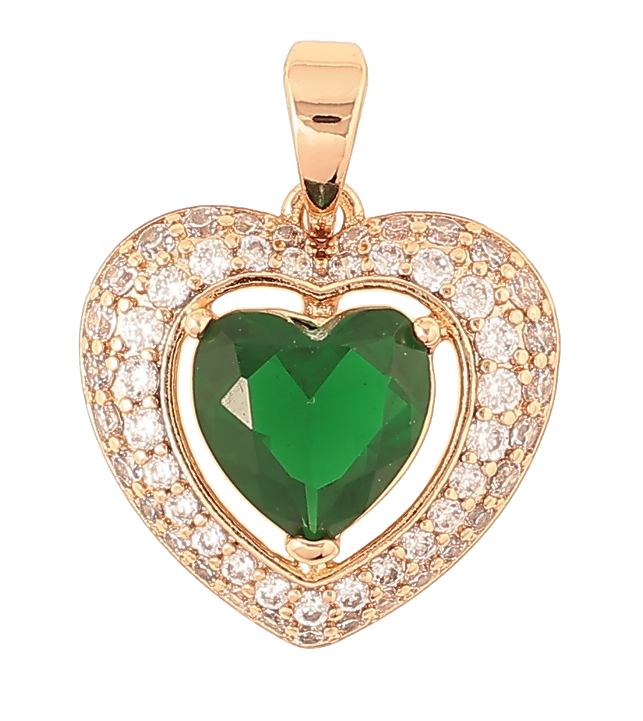Кулон Xuping Позолота 18K "Серце із зеленим кристалом» для ланцюжка до 5мм