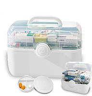 Аптечка органайзер для ліків 40,5х24х27,5 см Домашня аптечна коробка для зберігання ліків Білий