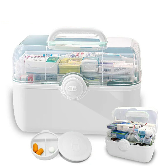 Аптечка органайзер для ліків 40,5х24х27,5 см Домашня аптечна коробка для зберігання ліків Білий, фото 1