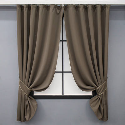 Комплект (2шт. 1,3х1,7м.) коротких штор з тканини блекаут "Midnight". Колір какао. Код 1673ш 35-0327