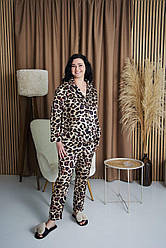 Піжама жіноча ШОВКОВА ЧОРНА БАТАЛ 2XL-4XL з подовженою сорочкою і штанами 920