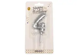 Свічка Цифра  срібло 4 (дута)