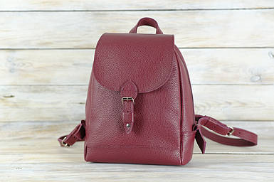 Жіночий шкіряний рюкзак Женева, натуральна Шкіра флотар, колір Марсала