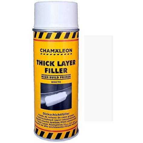 Акриловий ґрунт-наповнювач спрей білий Chamaleon Thick Layer Filler White 400мл, фото 1