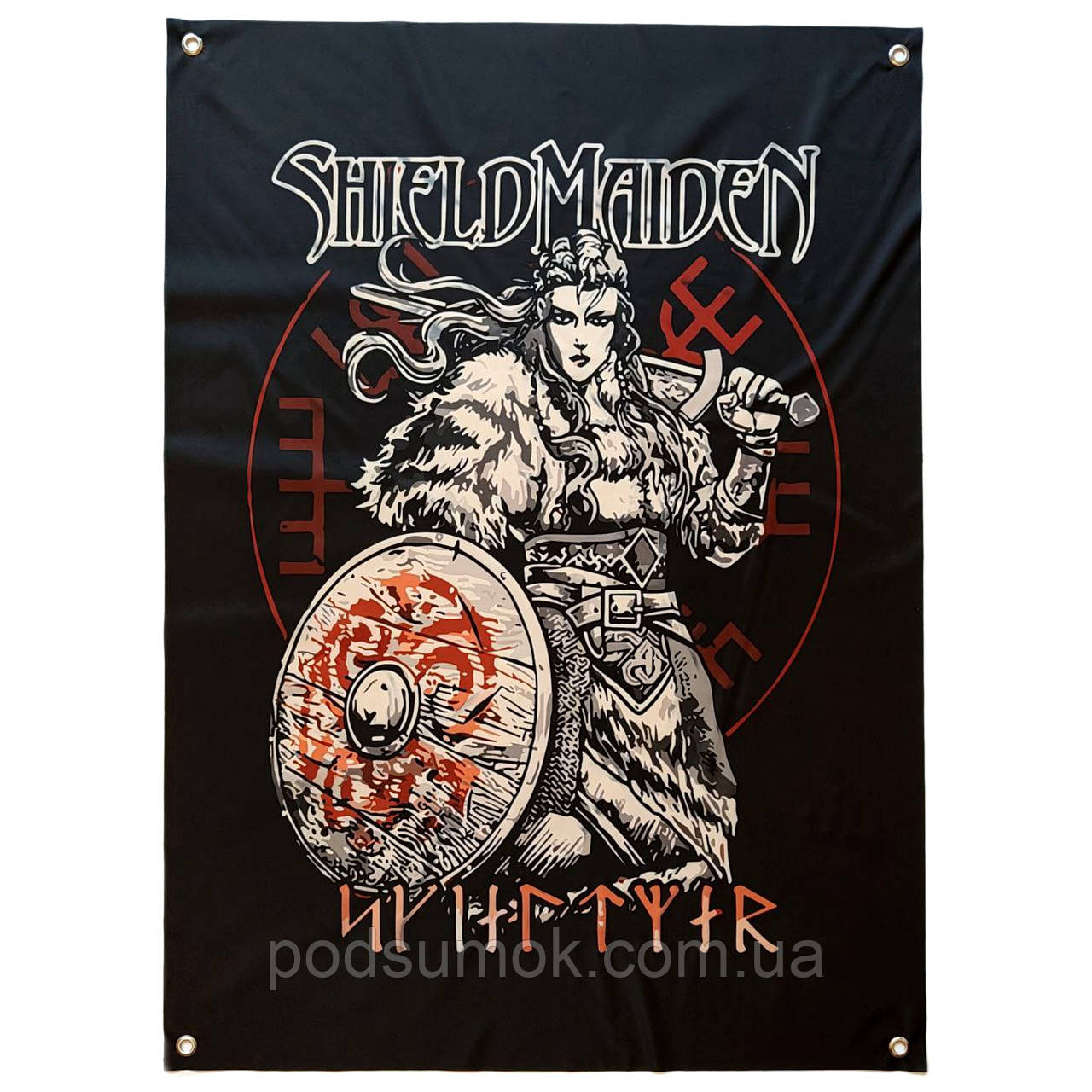 Банер прапор військовий SHIELDMAIDEN 70х100 см настінний односторонній з люверсами, фото 1
